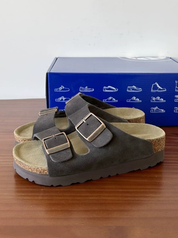 Birkenstock Genuine Cowhide Oak Sole Thick Slippers