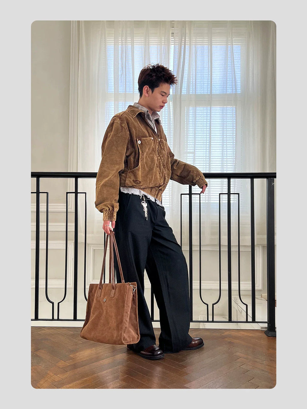 HANQIAORJI First-layer Cowhide Square Head Height-increasing Leather Shoes