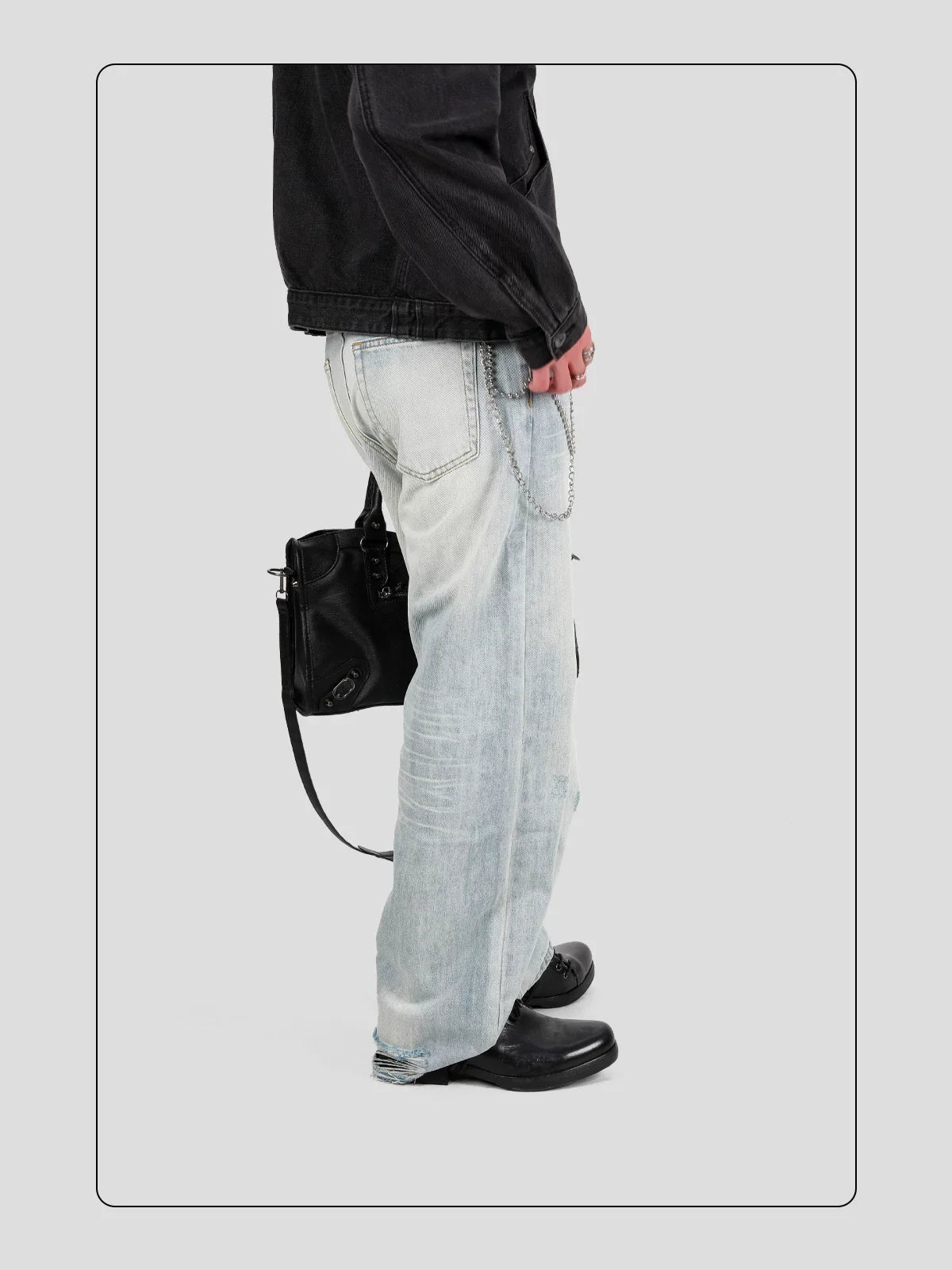 HANQIAORJI Diagonal Lace-up Horse Leather Pointed Leather Shoes