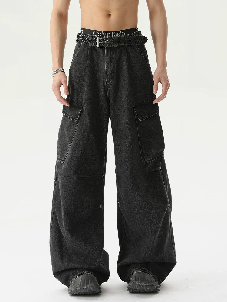 TURNTIDE Simple Retro Multi-pocket Camouflage Tooling Jeans