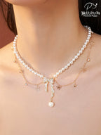 PP Bow Pearl Fringed Necklace