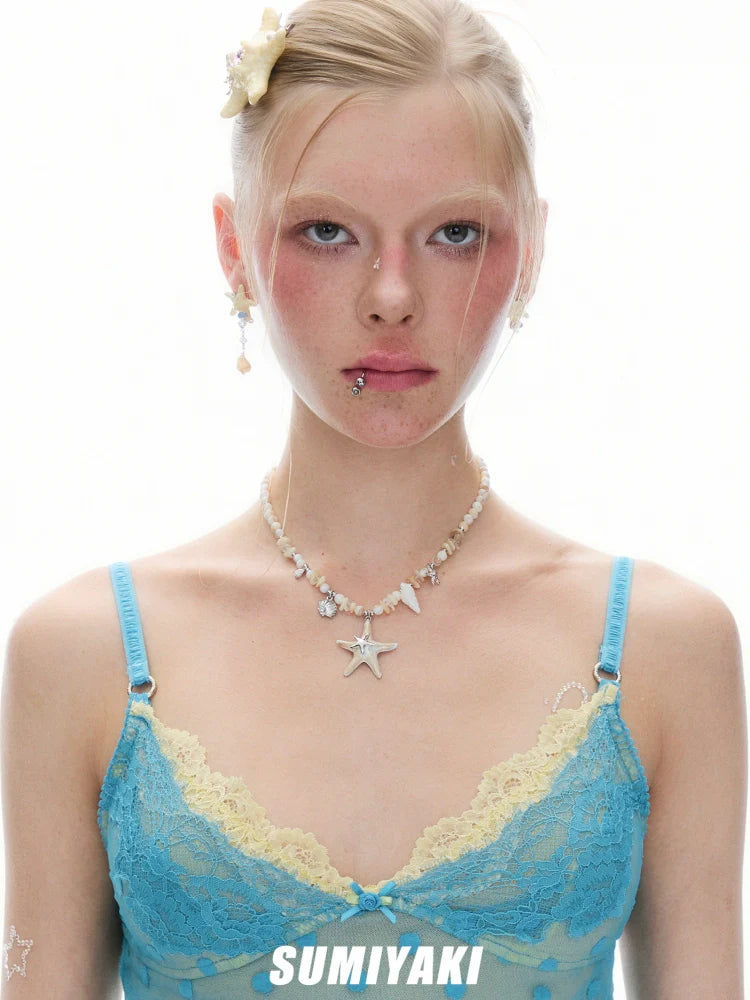 SUMIYAKI Starfish Shell Handmade Beaded Necklace