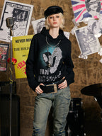 DONSMOKE Front Shoulder Hooded Sweater