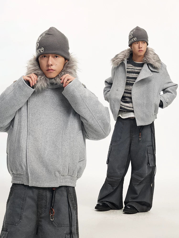 CoosRetro Winter Retro Fur Collar Parka Jacket