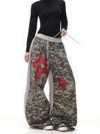 BTSG Star Pixel Wide Leg Camo Sweatpants