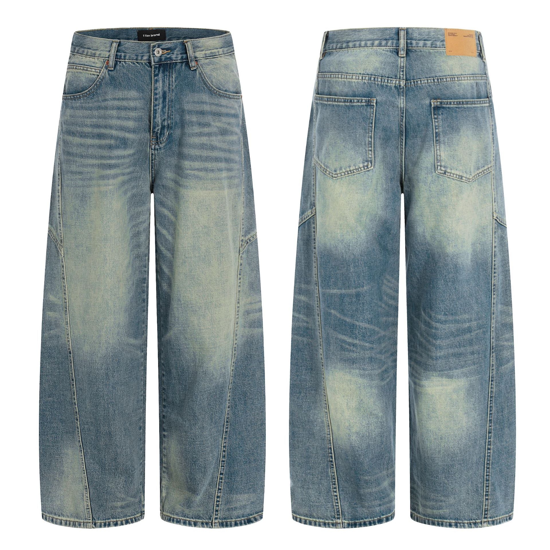 11KN Casual Loose Silhouette Wide-leg Floor Pants