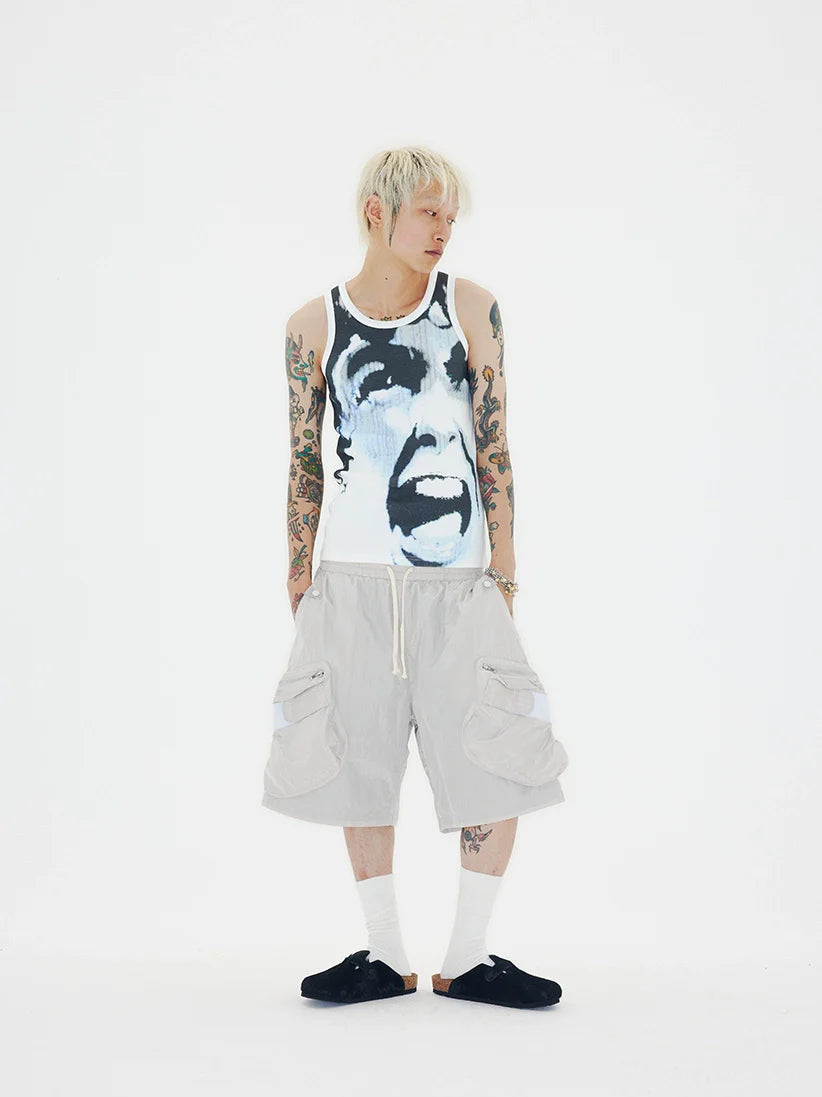 CHAI American Printed Ribbed Sleeveless Vest