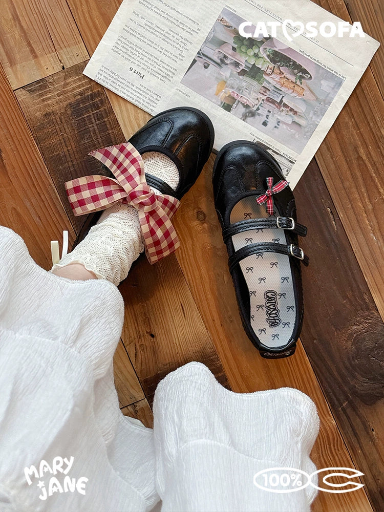 Cat & Sofa Mary Jane Black Hollow Flats