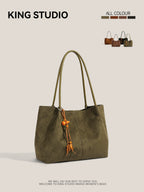 DrinKing Large Retro Suede Tote Bag