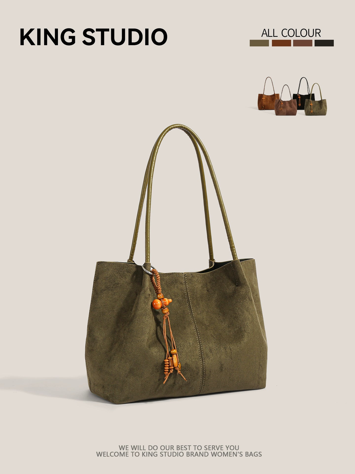 DrinKing Large Retro Suede Tote Bag