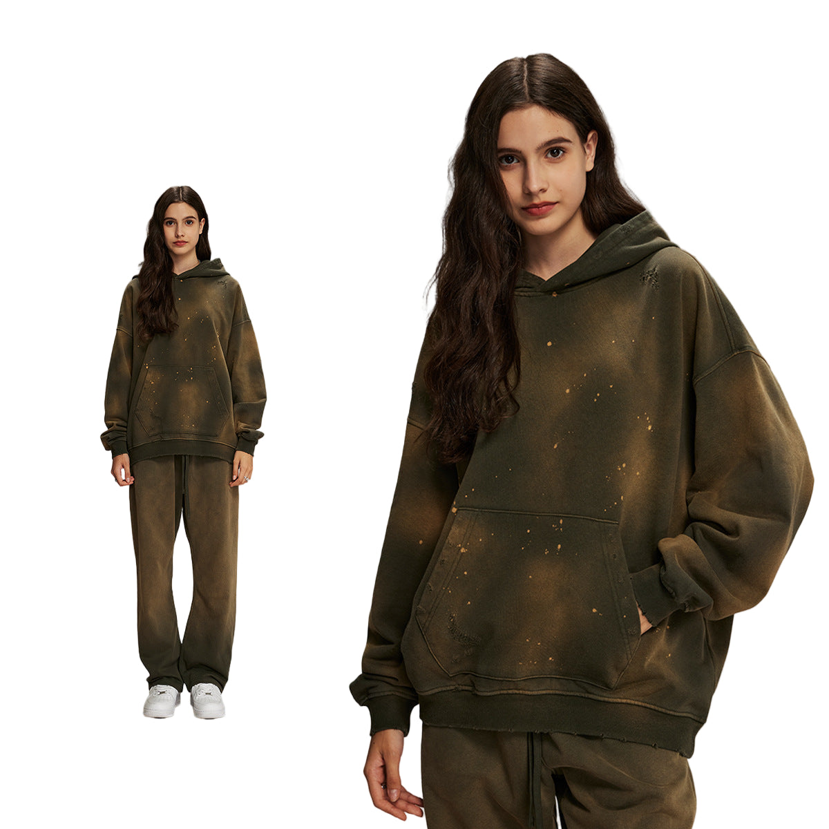 ARTIE Distressed Terry Hoodie & Sweatpants Set