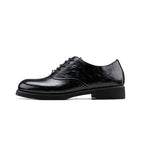 HANQIAORJI First-layer Cowhide Square Head Height-increasing Leather Shoes