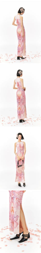 YEDM Floral Print Cheongsam Dress