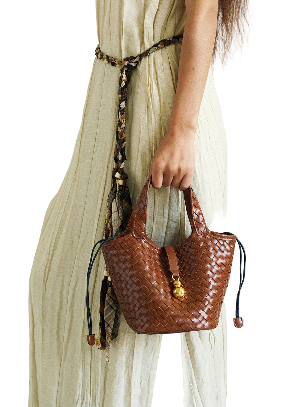 LOSEA Guan Zizi Leather Handwoven Gourd Bag