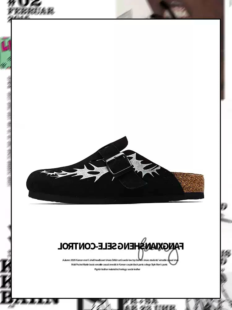 Mr.Fang flame Sanhuo Suede Flames Clogs