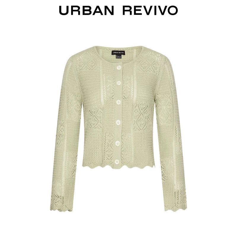 Urban Revivo Hollow Jacquard Knit Cardigan