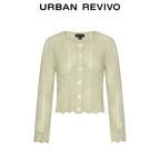 Urban Revivo Hollow Jacquard Knit Cardigan