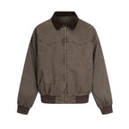 CoosRetro Washed Distressed Lapel Work Jacket