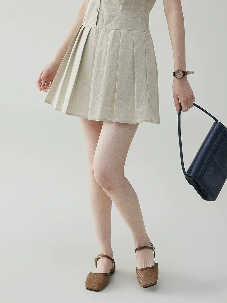 VOOE POLO Neck Slim-fit Short Pleated Dress