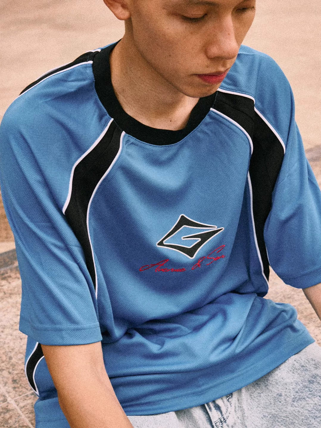 AVENUESON Three Color Embroidered Logo Short Sleeve Jersey T Shirt