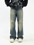 KKBBU Washed Yellow Mud Dyed Floor Length Jeans