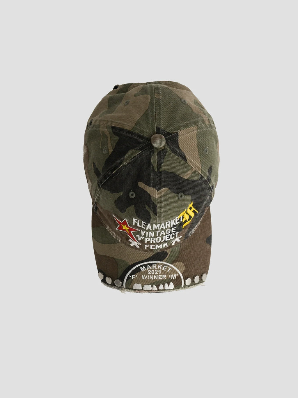 Fleamarket Camouflage Cap Embroidered Curved Brim Rivet Baseball Cap