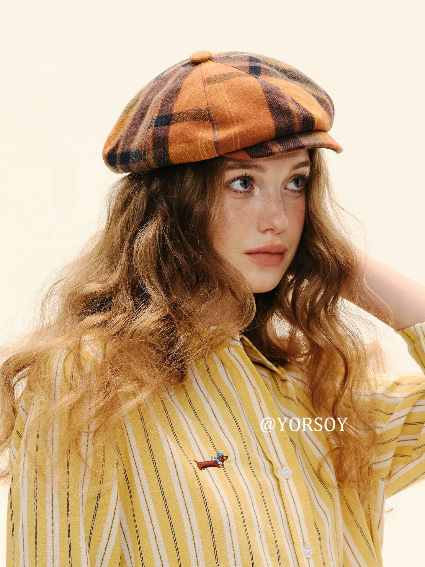 YORSOY Vintage College Plaid Thermal Beret