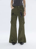 FUZZYKON Retro Portrait Print Tooling Flared Pants