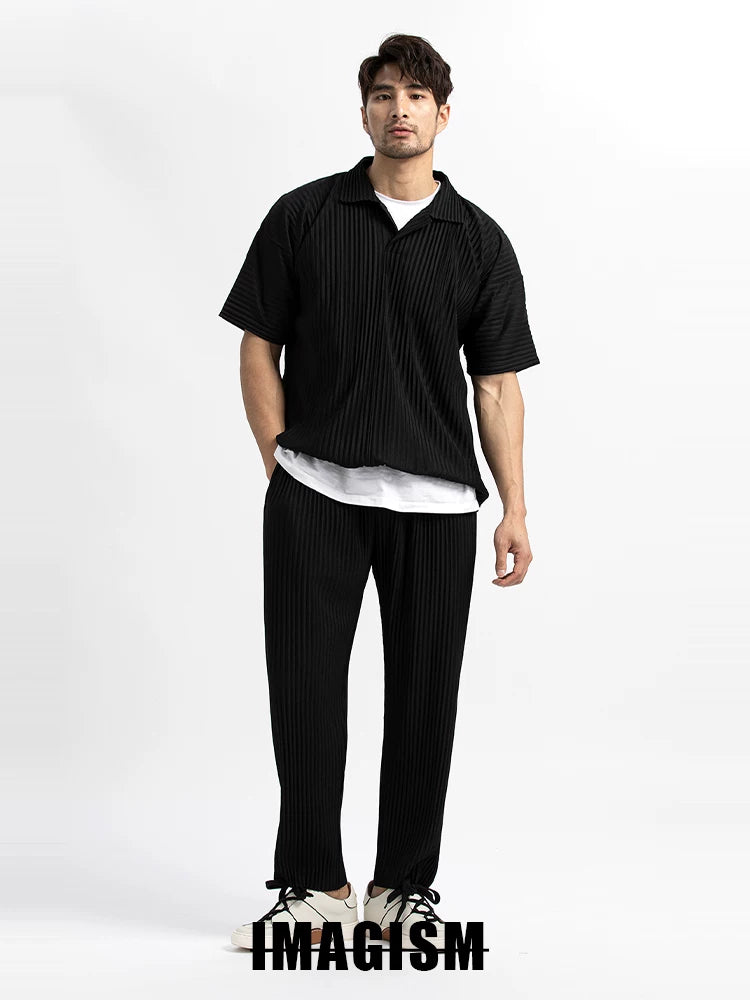 IMAGISM Japanese Non Miyake Pleated Drape Wide Leg Pants JF150