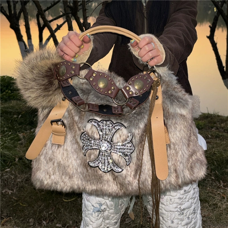 Sunlight Desire Mink Hair Shoulder Crossbody Bag