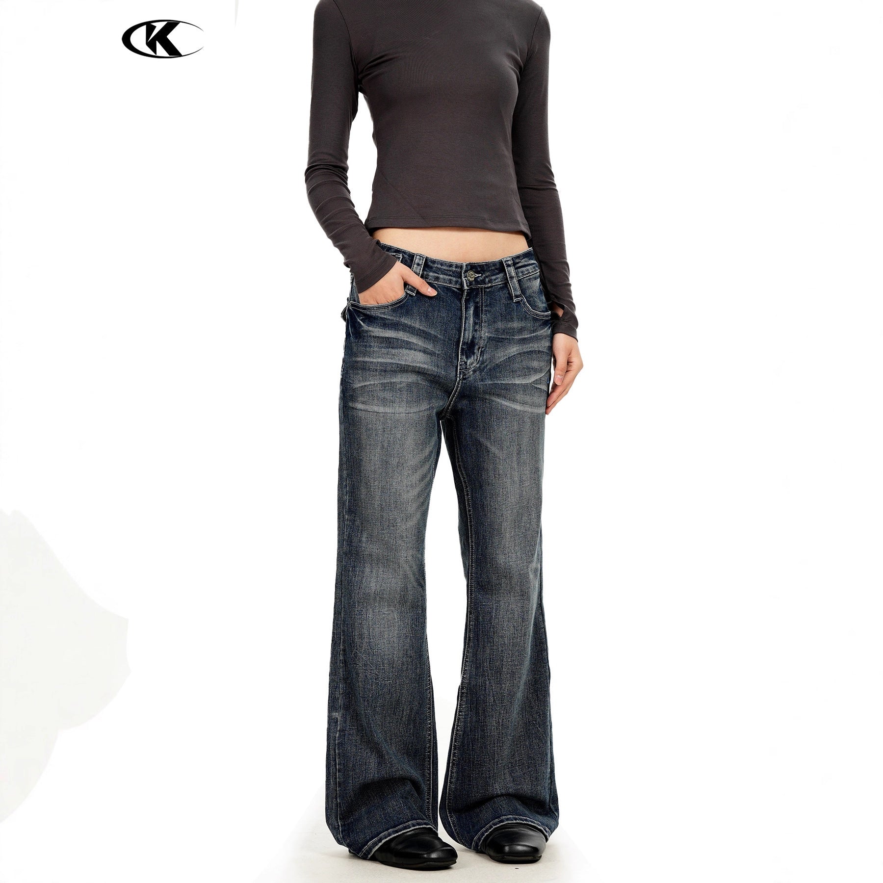 11KN Micro-pull Retro Cat Whisker Loose Jeans