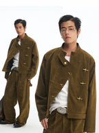 CoosRetro Autumn Faux Suede Airplane Button Jacket