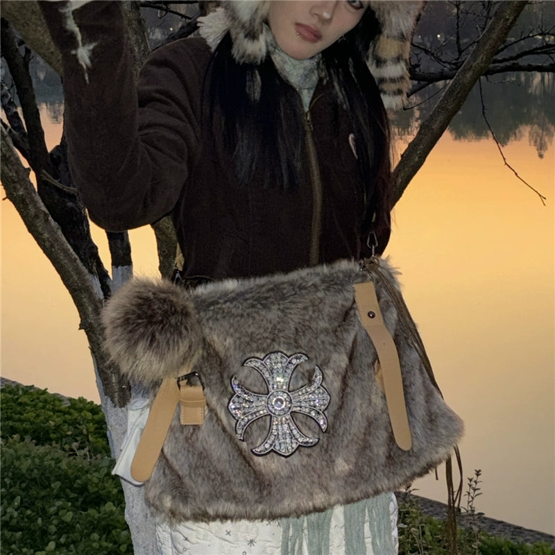 Sunlight Desire Mink Hair Shoulder Crossbody Bag
