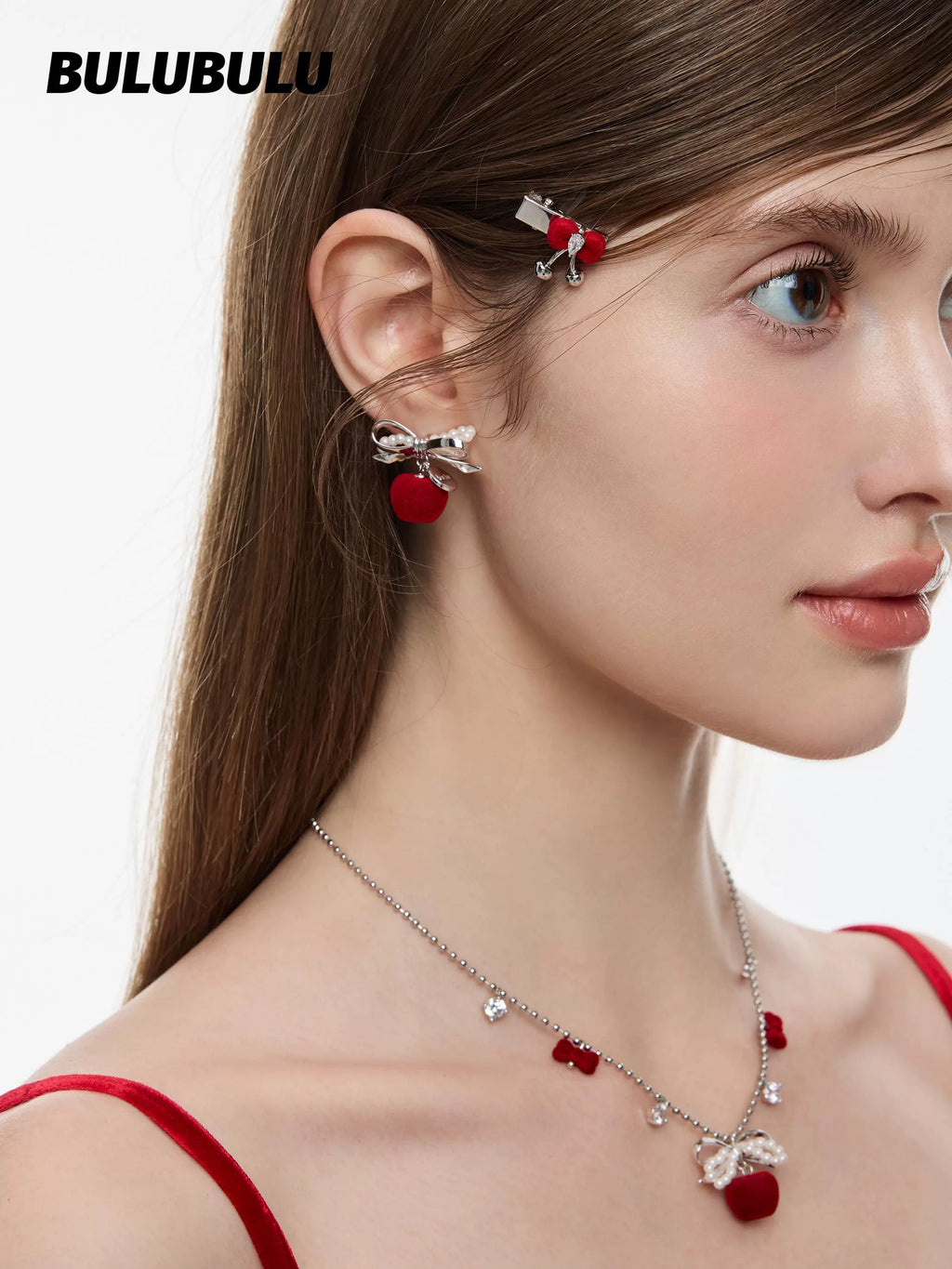 BULUBULU Apple Law Red Apple Bow Earrings