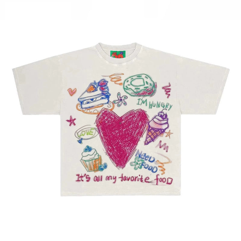 GOODGOD Heavyweight Pure Cotton Dessert Design T-Shirt