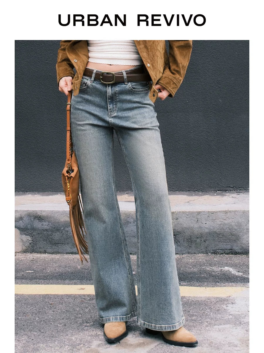 Urban Revivo Streamer Washed Flared Jeans