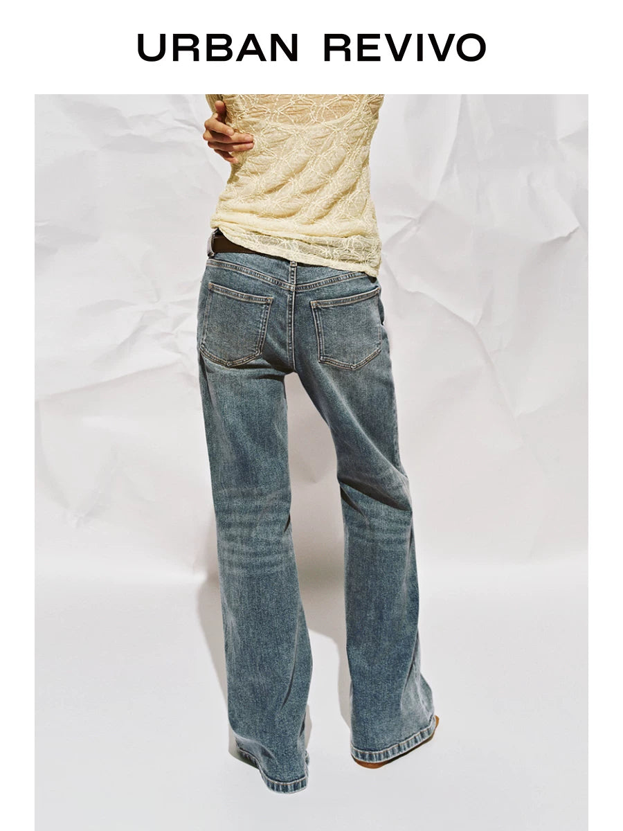 Urban Revivo Streamer Washed Flared Jeans