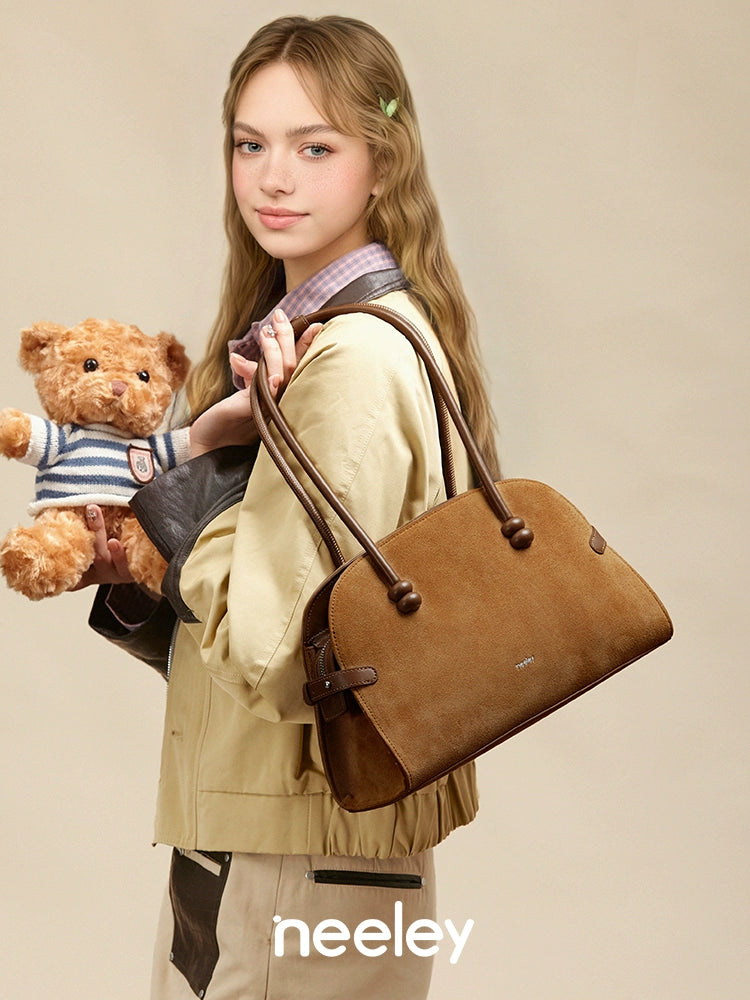 Neeley Suede Leather Boston Commuter Bag