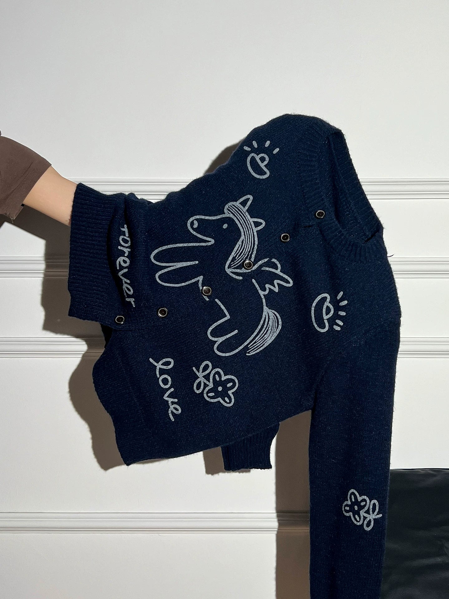 AUDISTY Fair Isle Make Money Now Jacquard Sweater Cardigan