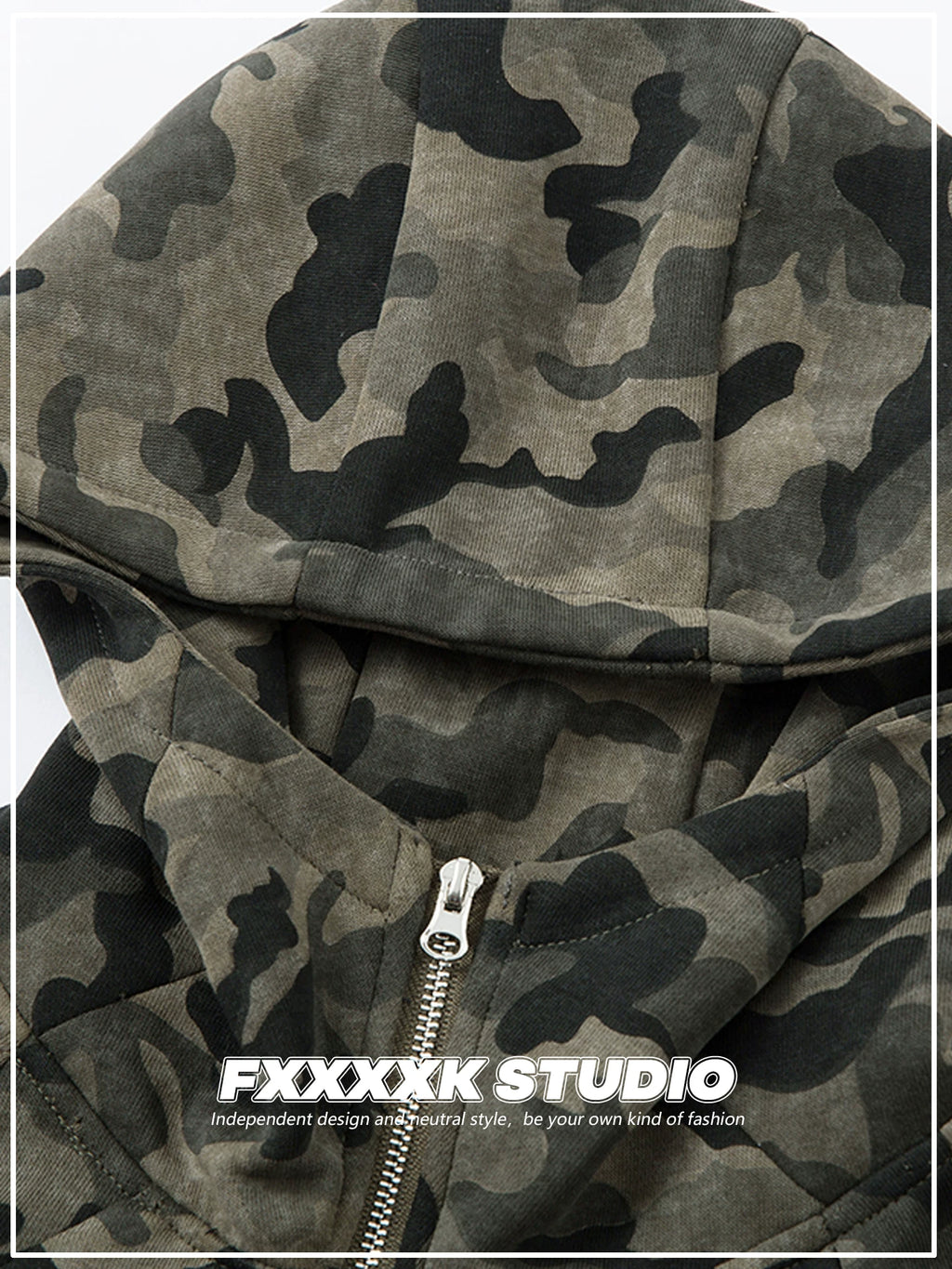 FXK Original Camouflage Double Zipper Cardigan Jacket