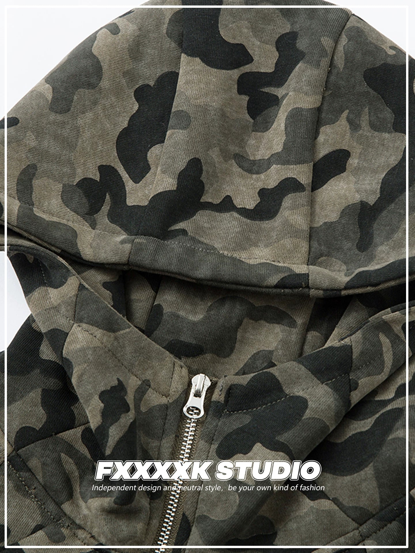FXK Original Camouflage Double Zipper Cardigan Jacket
