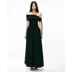 WTIHMIN Slanted Shoulder Strap Off-the-shoulder Dress