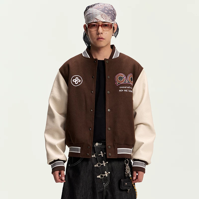 CoosRetro Autumn Winter Embroidered Baseball Jacket