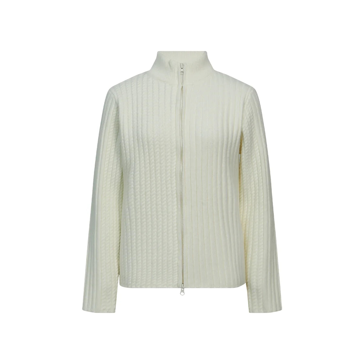 FUNKYFUN Twist Double Pit Strip Zipper Knitted Sweater Jacket