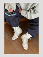 HANQIAORJI High-top German Training Shoes White Splicing Boxing Boots