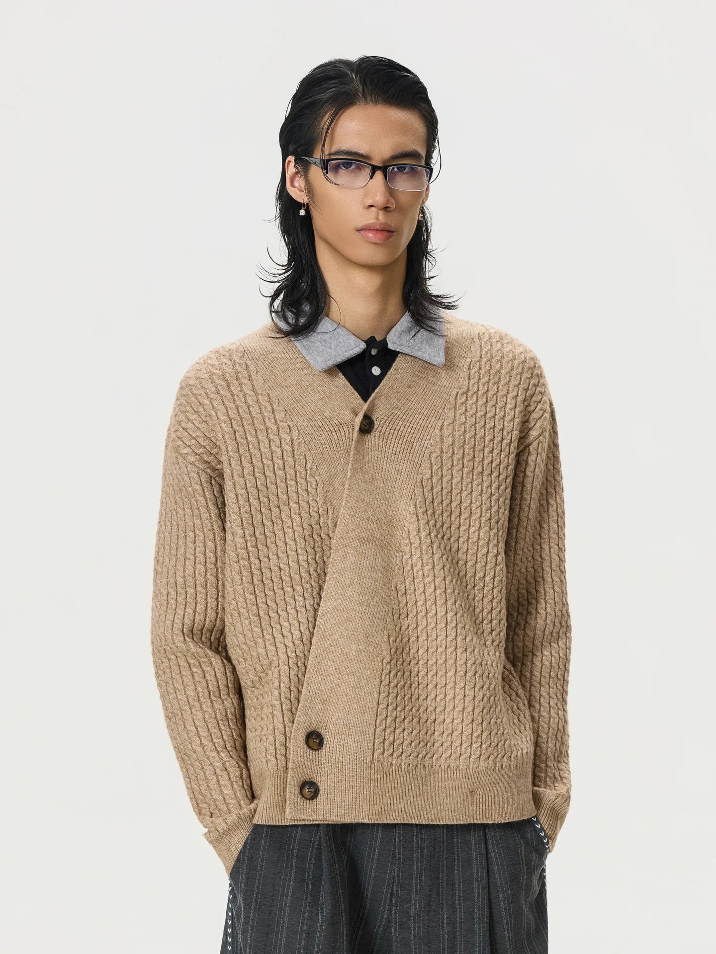 BTSG Vintage V-Neck Slack Cardigan Sweater Jacket