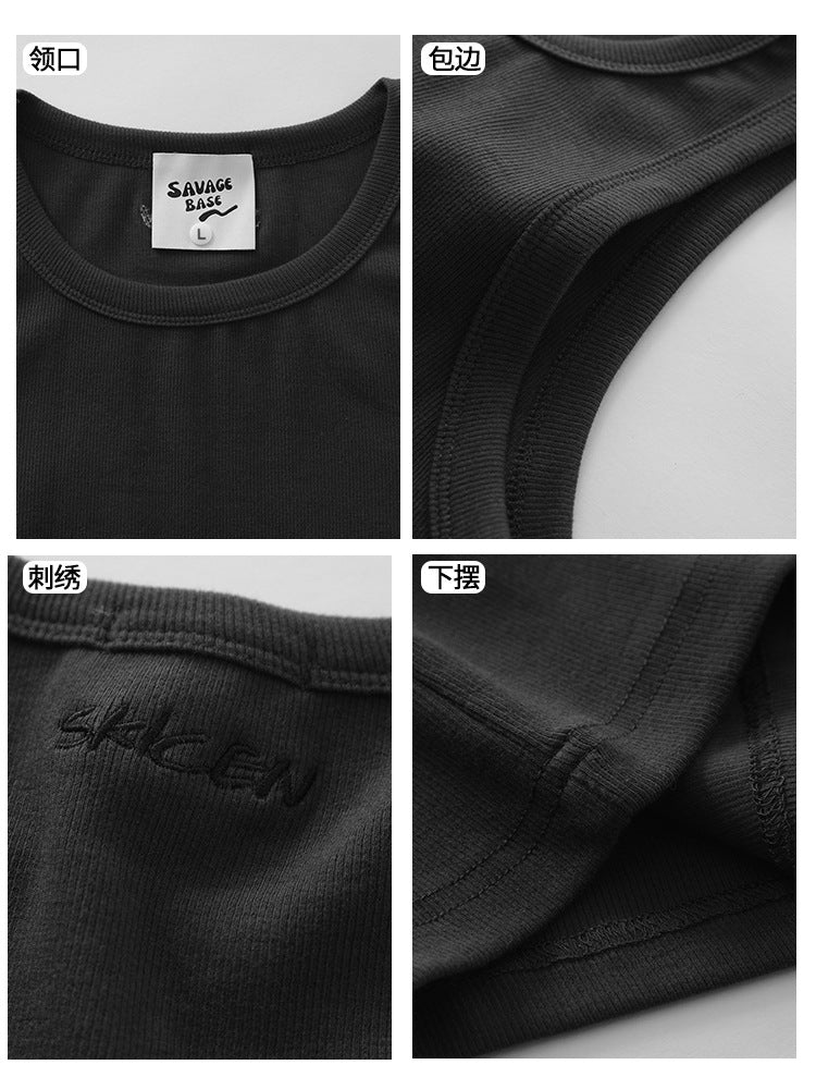 Summer Elastic Thick Thread Tight Boxer Vest Sleeveless Tee