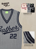 American Retro Sports Knitted Sleeveless Sweater Vest