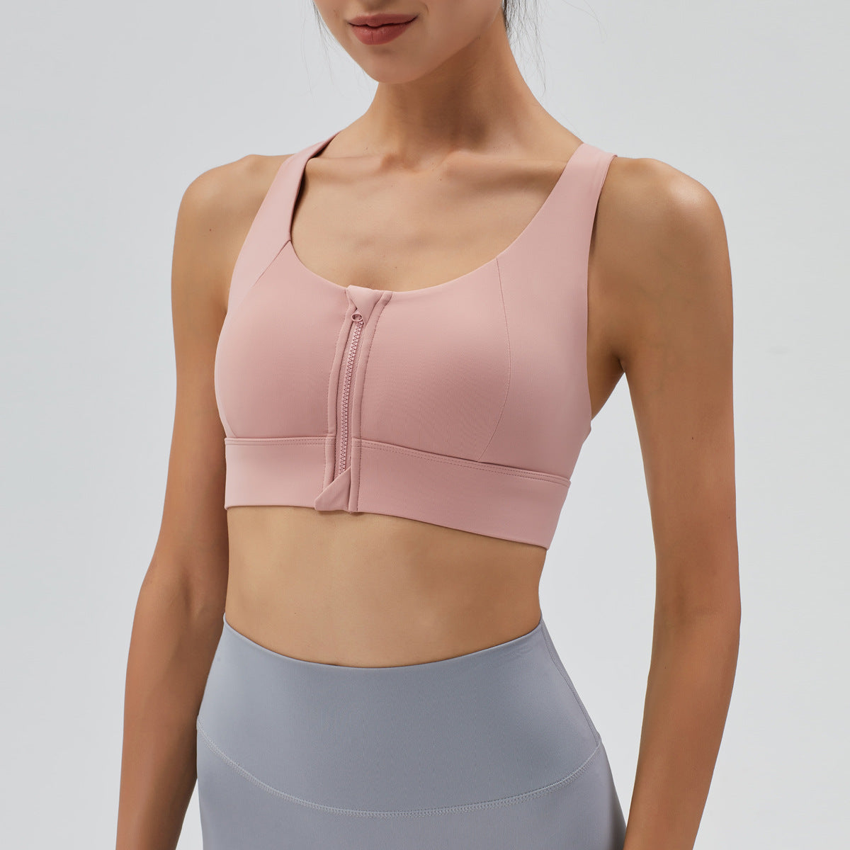 Athena Lulu Gathers Zip Yoga Bra Beauty Back