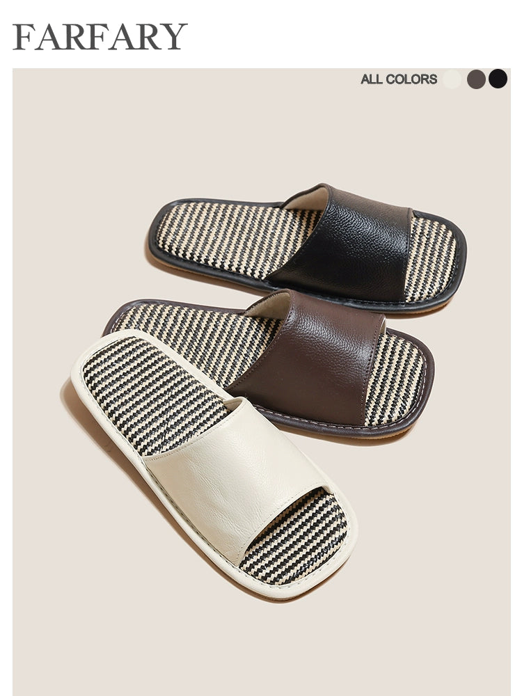 Farfary Japanese Leather Indoor Slippers